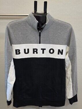 Burton Gray, Black & White Half-Zip Logo Pullover